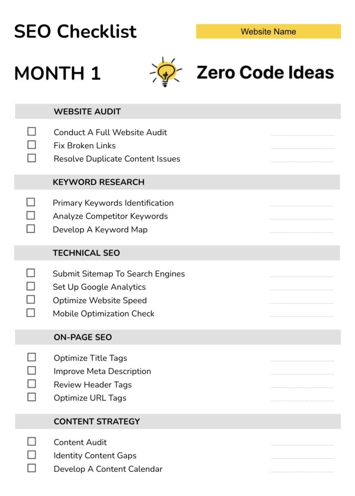 SEO Strategy In Your First Month